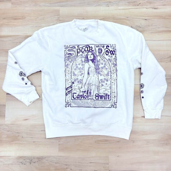 Taylor’s version Speak Now official merchandise crewneck white purple designs Lg - Picture 2 of 5